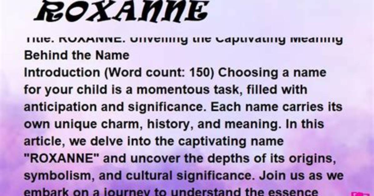 Meaning of Roxanne by The