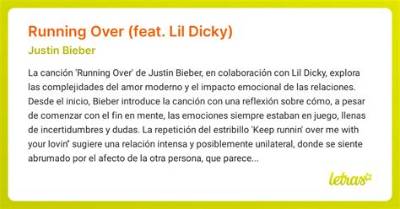 Meaning of Running over by Justin Bieber