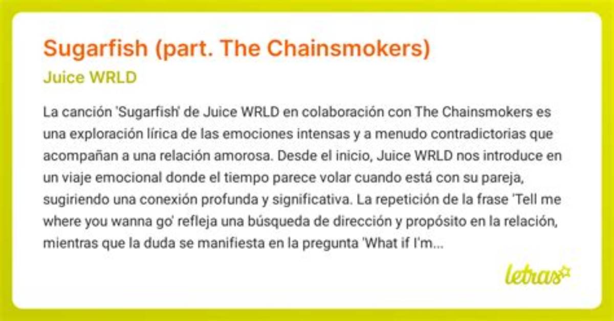 Meaning of Sugarfish by the Chainsmokers