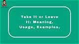 Meaning of Take It or Leave It by the Strokes