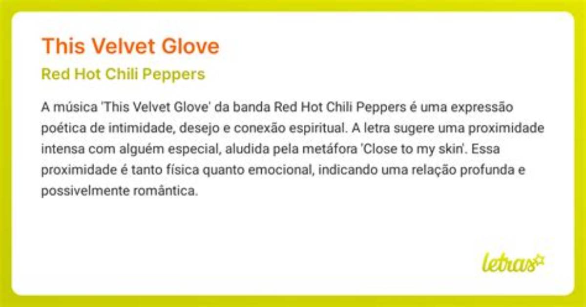 Meaning of This Velvet Glove by Red Hot Chili