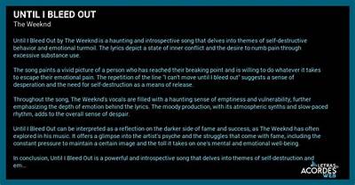Meaning of Until I Bleed out by the Weeknd