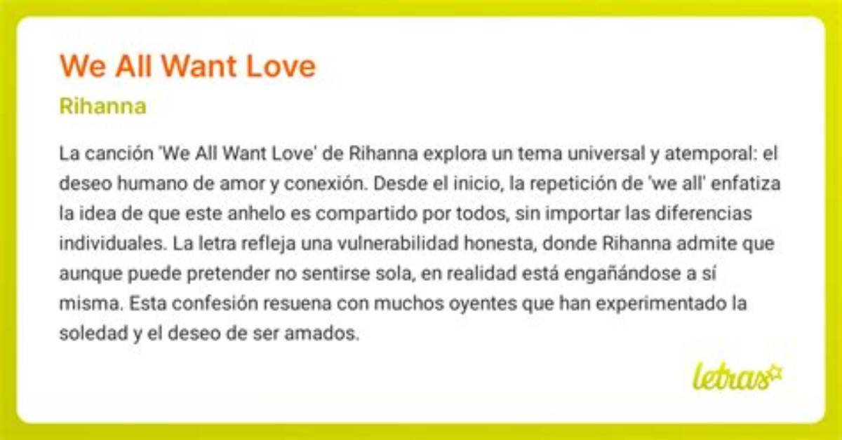 Meaning of We All Want Love By