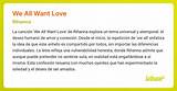 Meaning of We All Want Love by Rihanna