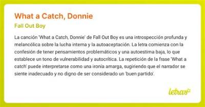 Meaning of What a Catch, Donnie by Fall out Boy