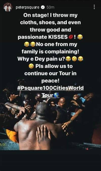 “My Family Isn’t Complaining” Peter Okoye Reacts to Backlash for Passionately Kissing a Female Fan