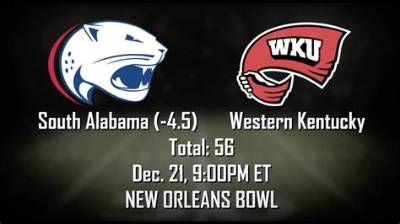 New Orleans Bowl Western Kentucky Vs. South Alabama Prediction: Odds, Spread, and More