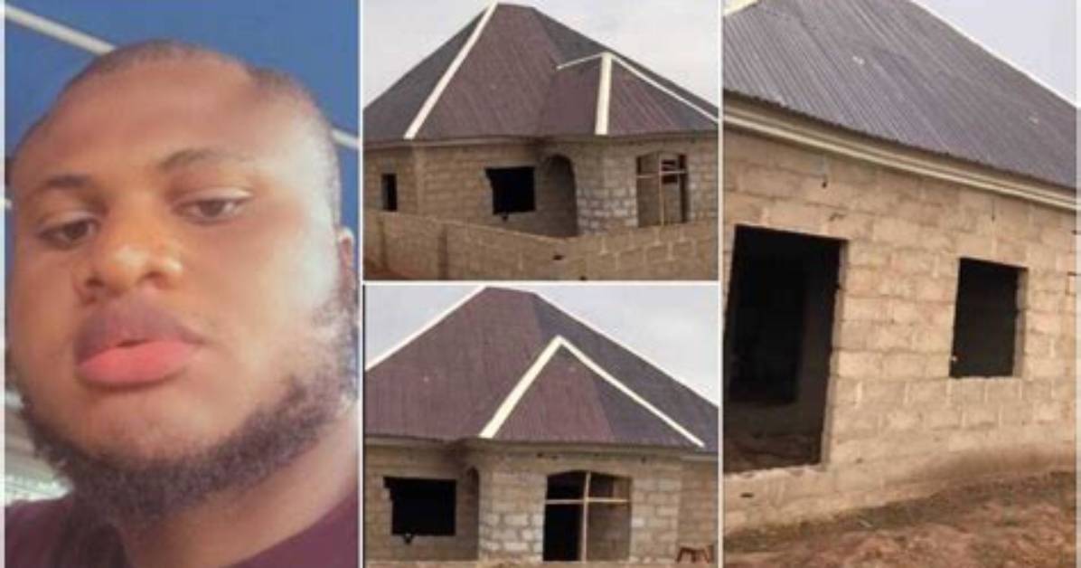 Nigerian Man Builds Bungalow, Roofs It with over N1M, Many Praise His Portable Home