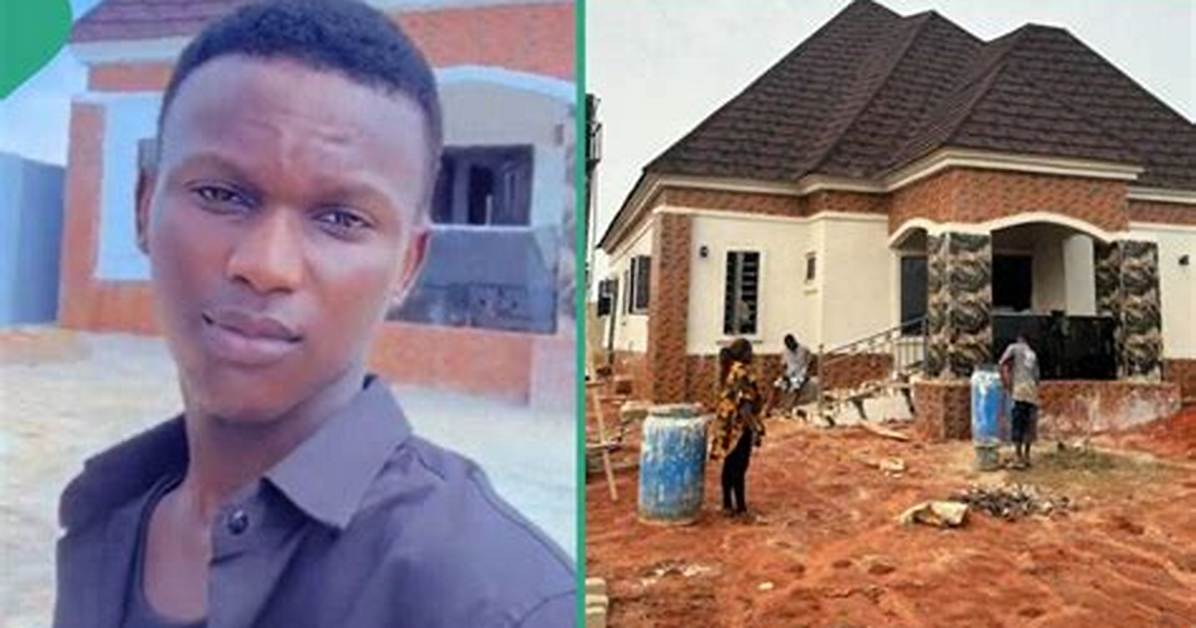 Nigerian Man Splashes Cute Photos of His First House Online Celebrates