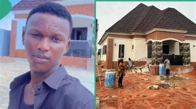 Nigerian Man Splashes Cute Photos of His First House Online, Celebrates Huge Achievement