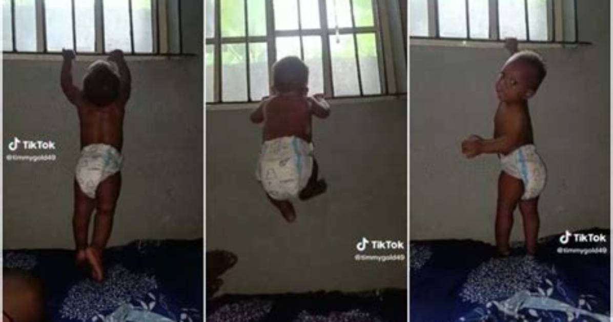 No Allow Am Join Nepa O Baby Surprises Mum in Tiktok Video Sweats as He Tries to Climb Their Room S