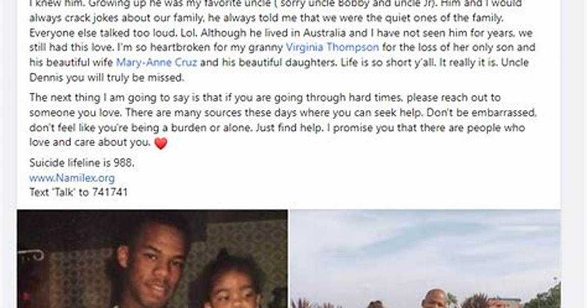 Obituary Denne Cruz Suicide Led to Death Man Jumps Off