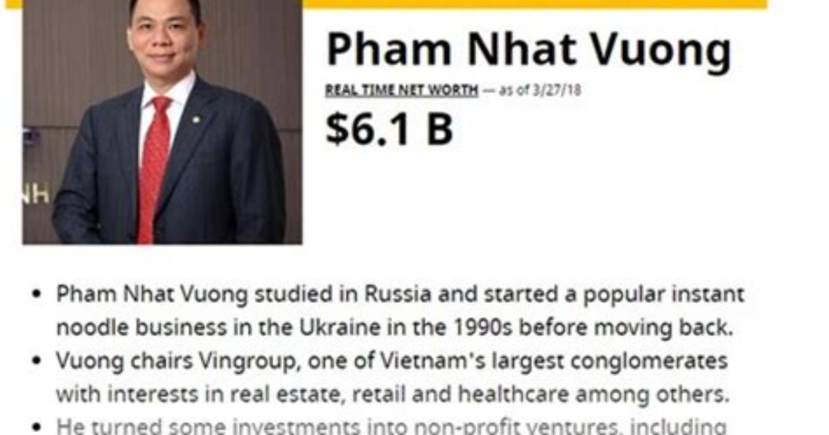 Pham Nhat Vuong Net Worth