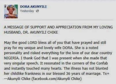 Posthumours Birthday Message from Dora Akunyili's Husband to Her