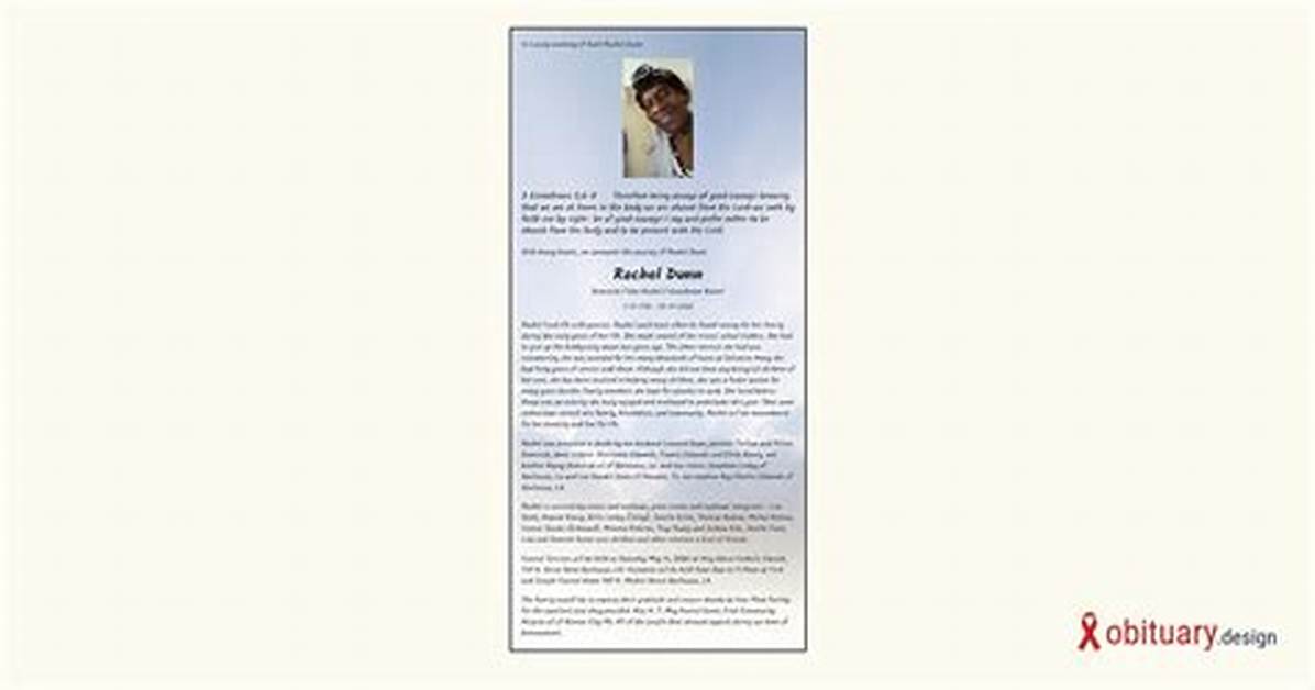 Rachel Foster Obituary Remembering a Life