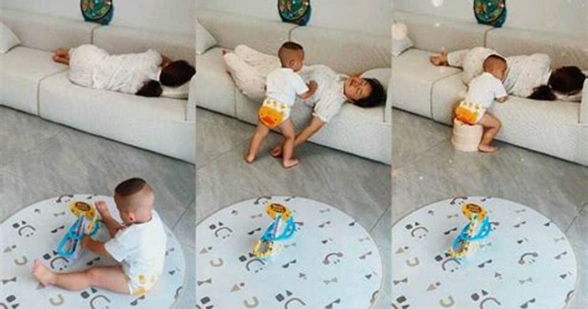 Rare to See Little Boy Protects His Sleeping Mother from Falling from the Couch Video Goes Viral On