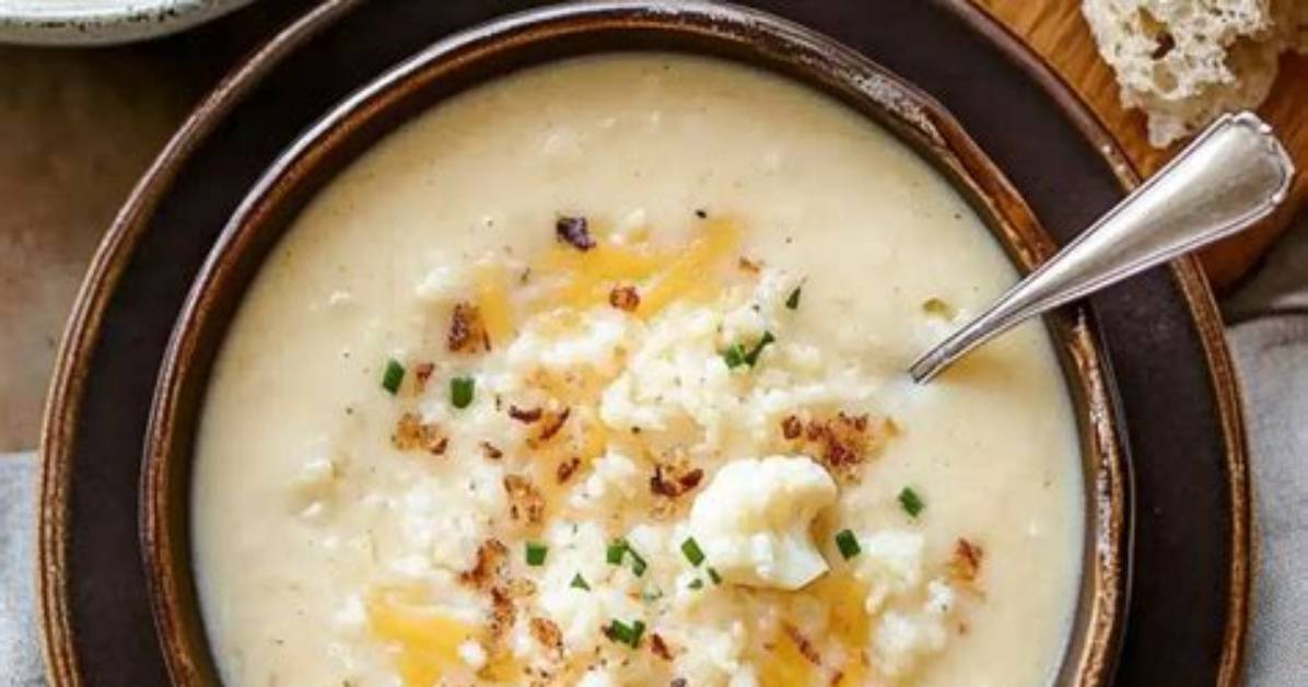 Roasted Cauliflower Soup with White Cheddar