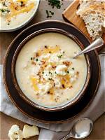 Roasted Cauliflower Soup with White Cheddar