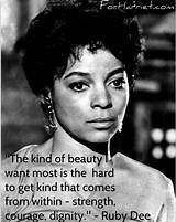 Ruby Dee: 'The Kind of Beauty I Want Most Is the Hard-to-Get Kind That Comes from Within - Strength, Courage, Dignity.'