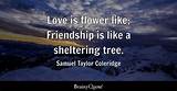 Samuel Taylor Coleridge: 'Love Is Flower Like; Friendship Is Like a Sheltering Tree.'