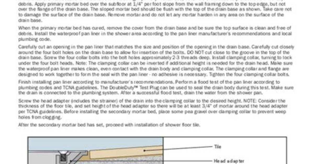 Sioux Chief Shower Drain Installation