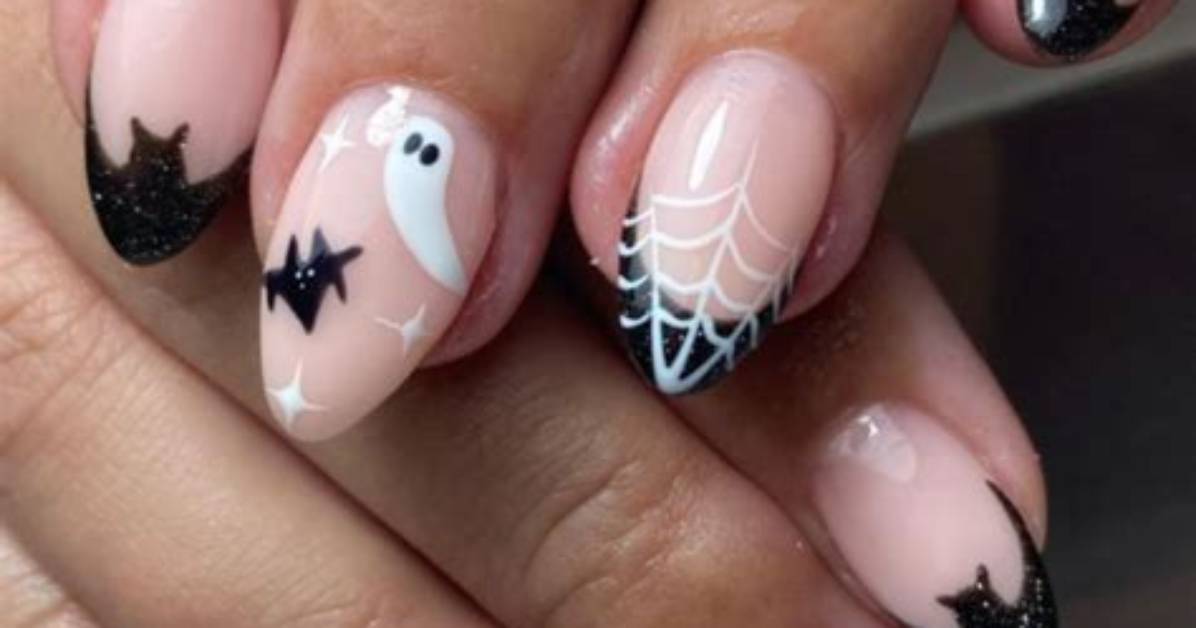 Spooktacular Black and White Halloween Nail Art