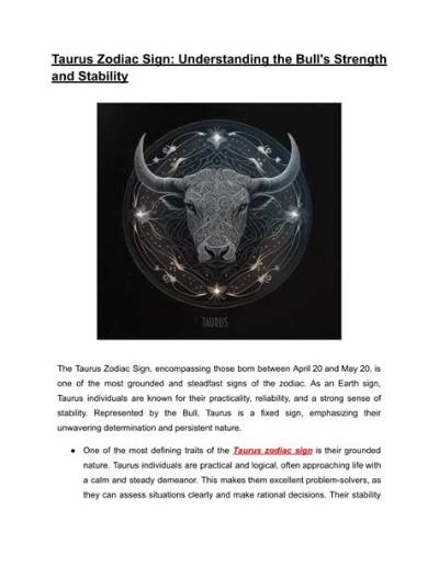 Taurus Stability: Understanding the Foundations of Taurus in Love, Life, and Relationships