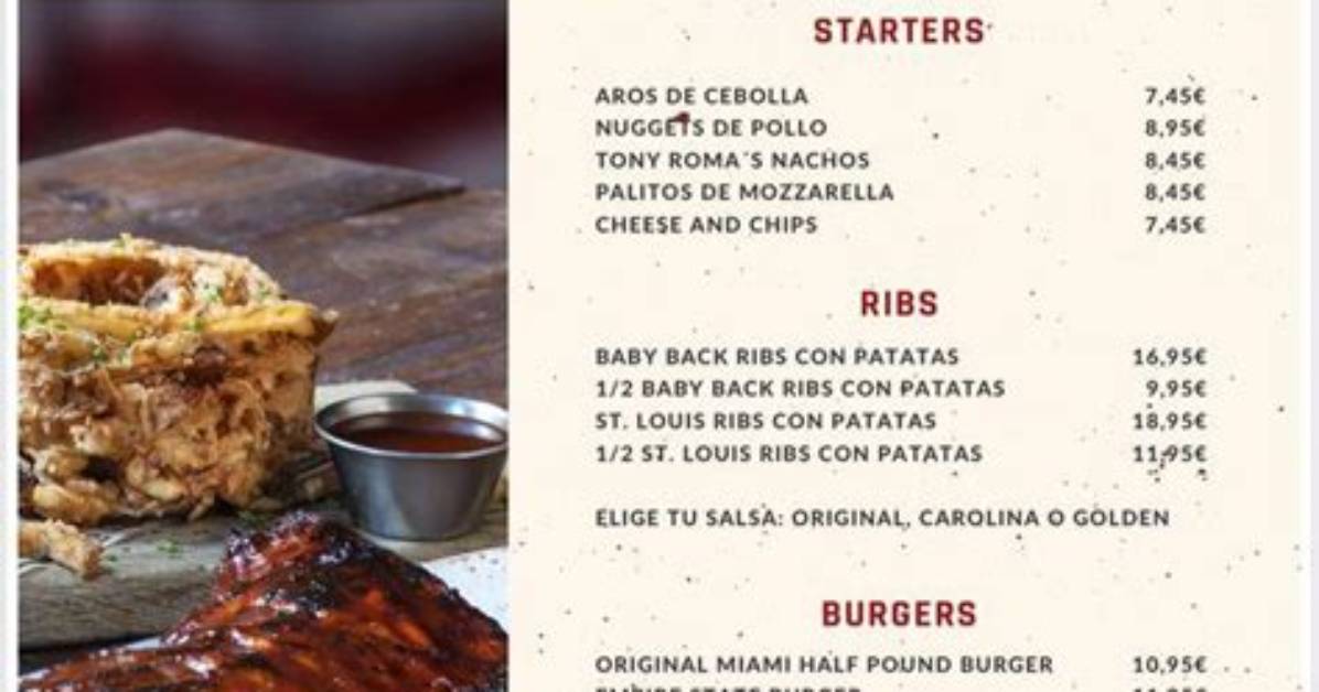 Tony Roma's Menu and Prices - Sarkariresult