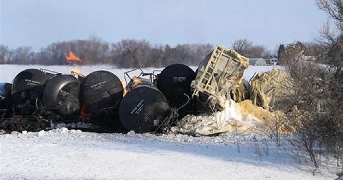 Train Derailment in Minnesota Spills Ethanol Several Rail Cars Catch Fire