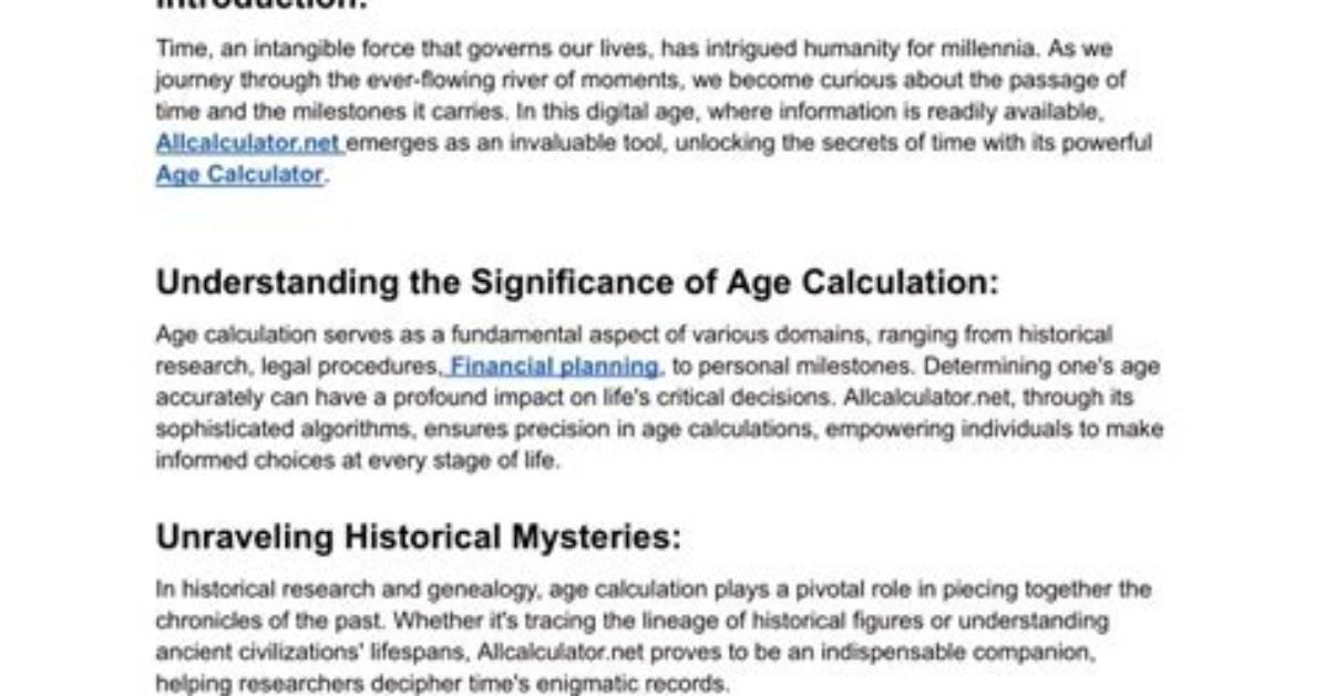 Unlocking the Secrets of Age and Personal