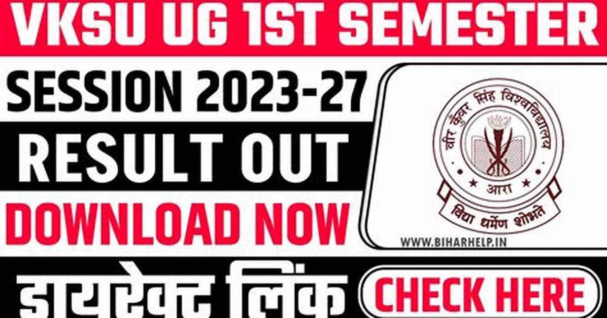 Vksu Ug 1St Semester Result 2024 out Ba/ B. Com and Bsc Part 1 Result