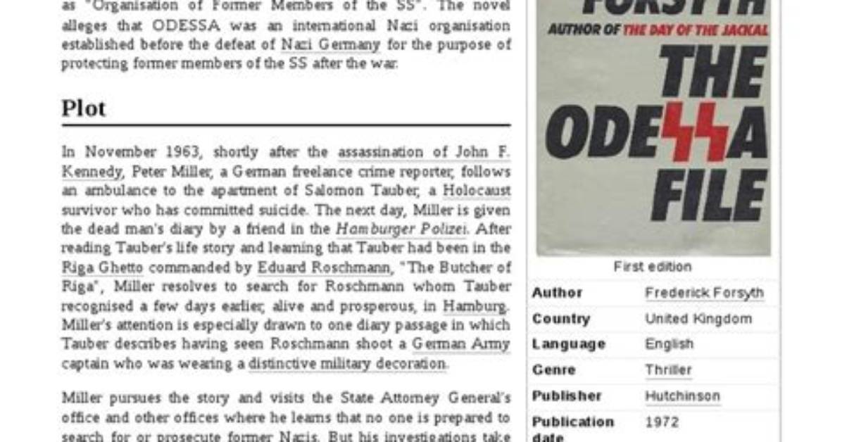 Was the Odessa File a True Story?