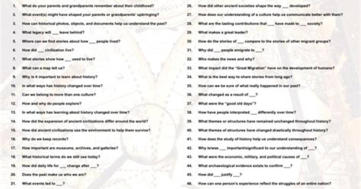What Are Some Good History Questions?