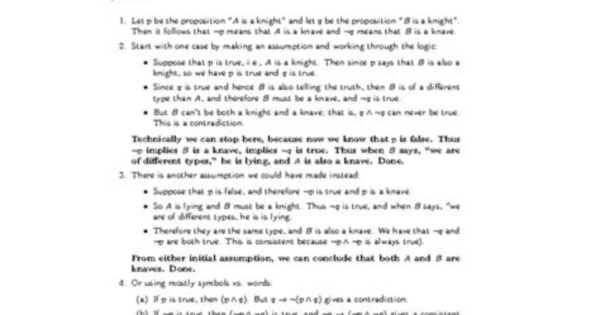 What Do Knights and Knaves Puzzles Have to Do with?