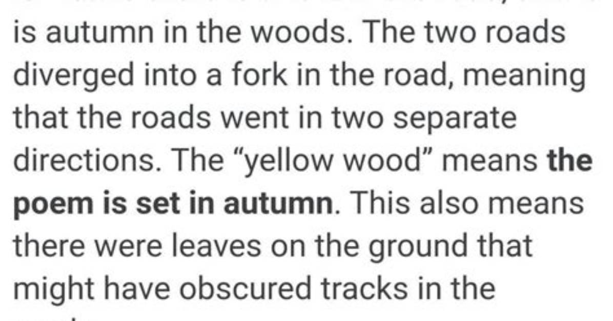 What Does Poet Mean by Yellow Wood?