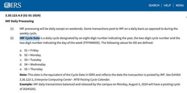 What Does the Irs Cycle Date Mean?