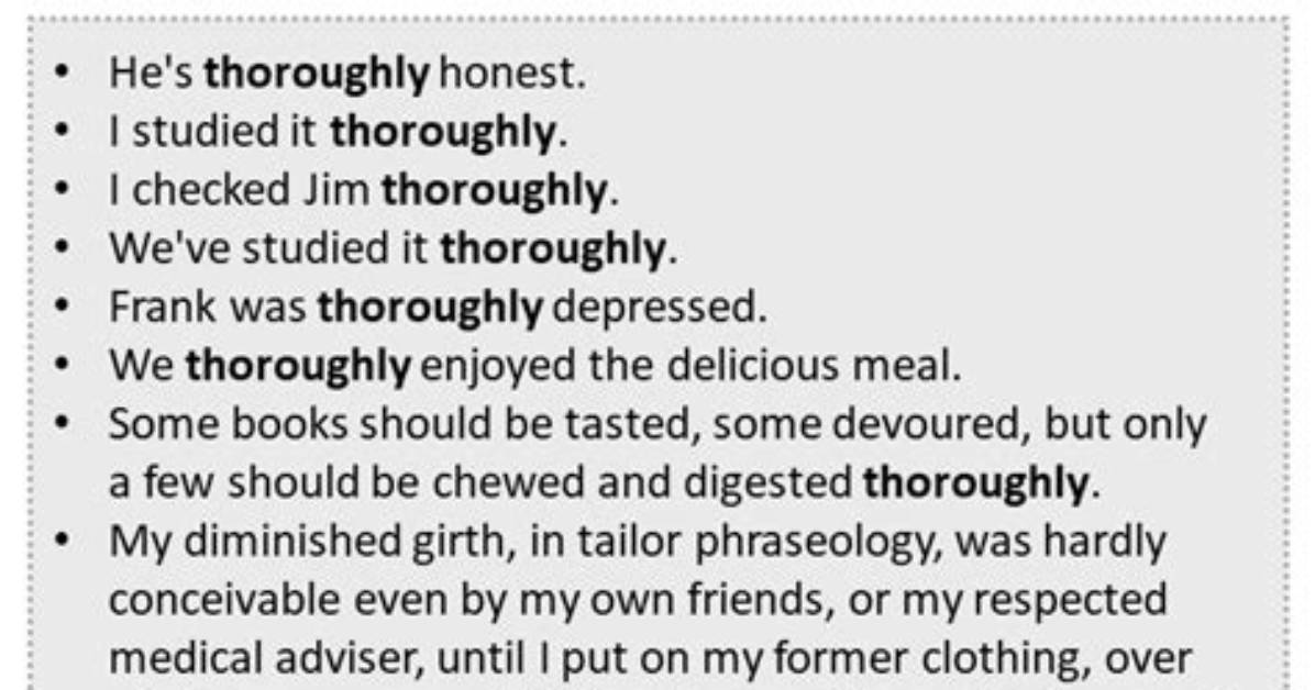 What Does Thoroughly Mean in the Dictionary?
