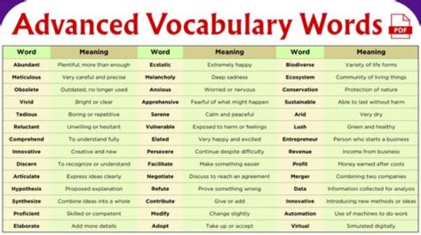What Is a Vocabulary Word Examples?