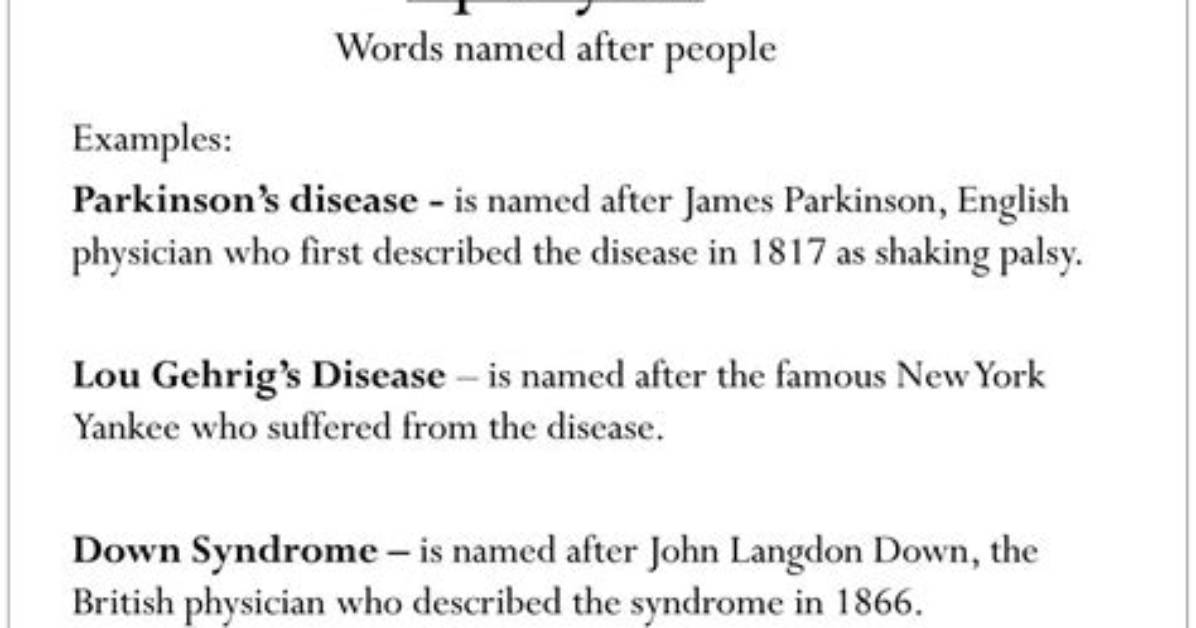 What Is an Eponym Medical Term
