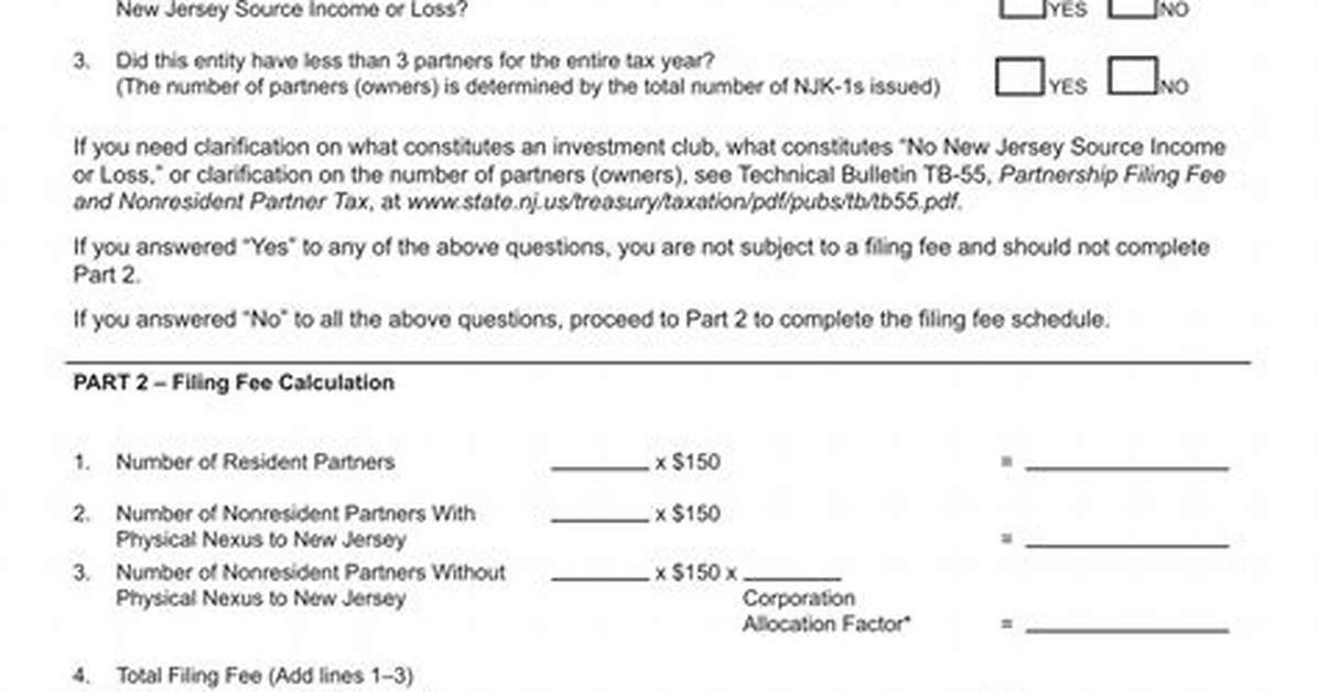 What Is the Nj Partnership Filing Fee?