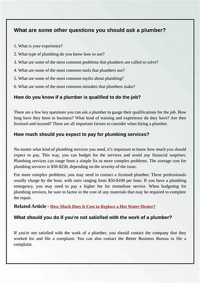 What Questions Should I Ask a Plumber?