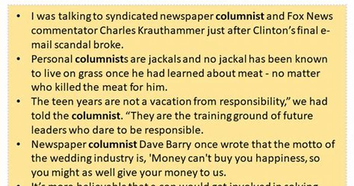 What's a Sentence for Columnist?