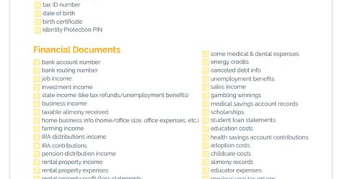 What Tax Forms Do I Need Checklist?