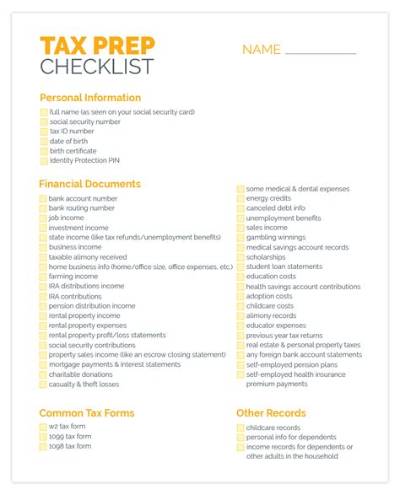What Tax Forms Do I Need Checklist?