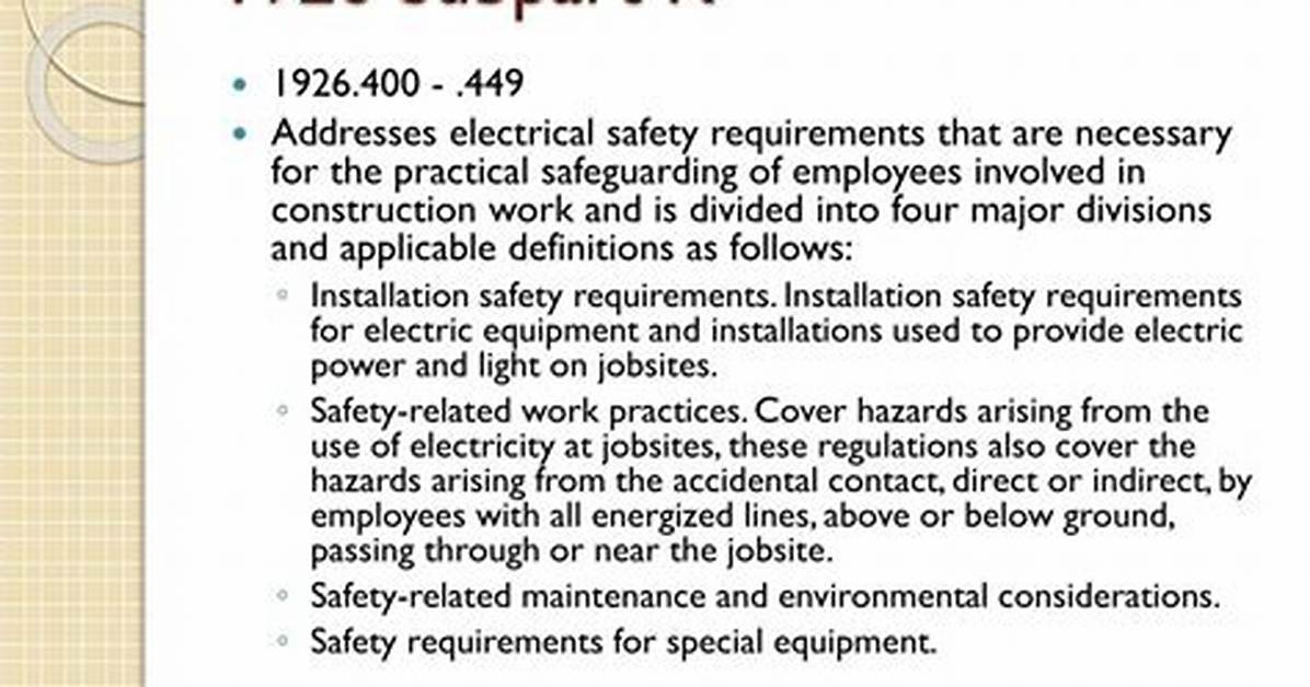 What Topic Does 1926 Subpart K Cover in Osha?