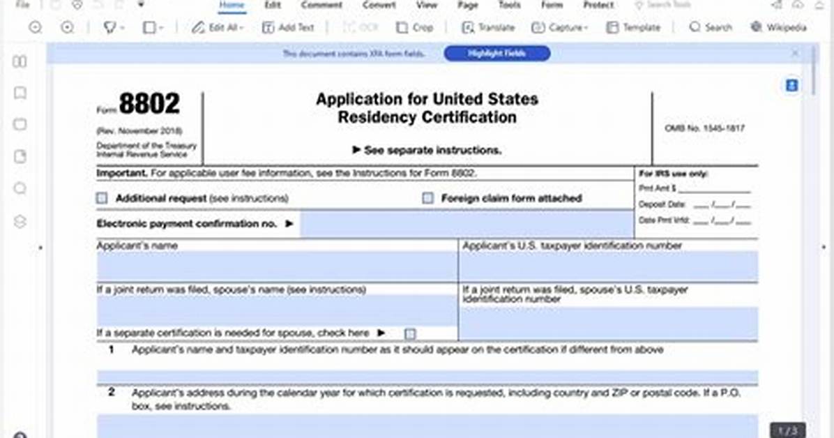 When to Use Form 8802, Application for Us Residency?