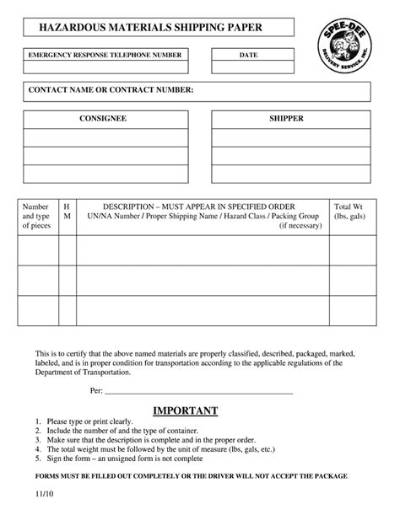 When Transporting Hazardous Materials the Shipping Papers Should?