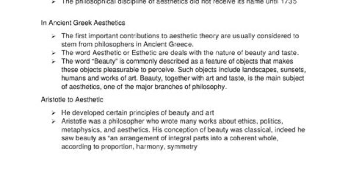 When Was Aesthetic Invented?