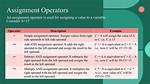 Where Assignment Operator Is Used?