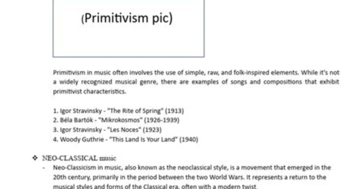 Which Composer Wrote Music in the Primitivism Style?